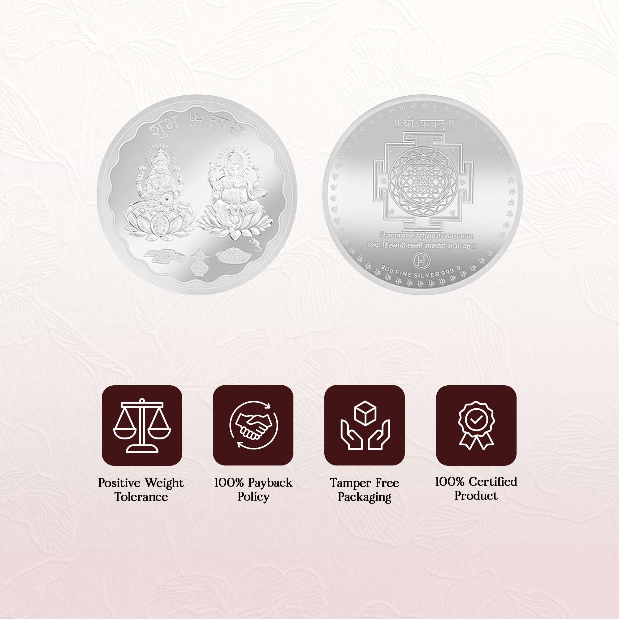 999 Silver Ganesh and Laxmi Coin - 20g