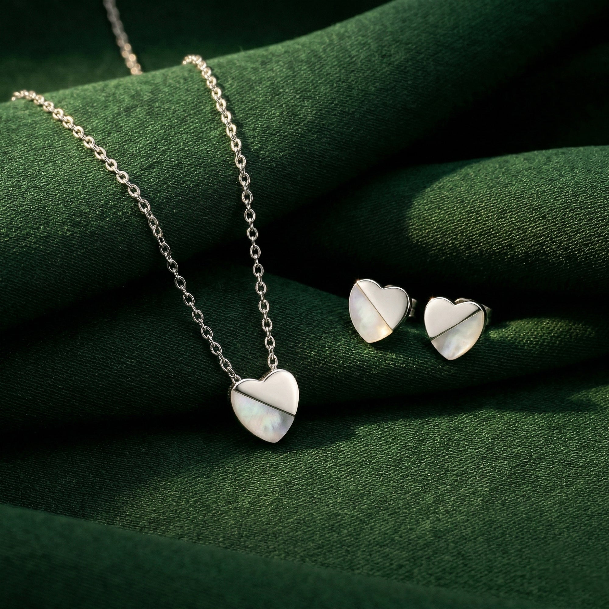 Duo-Tone Heart Necklace Set