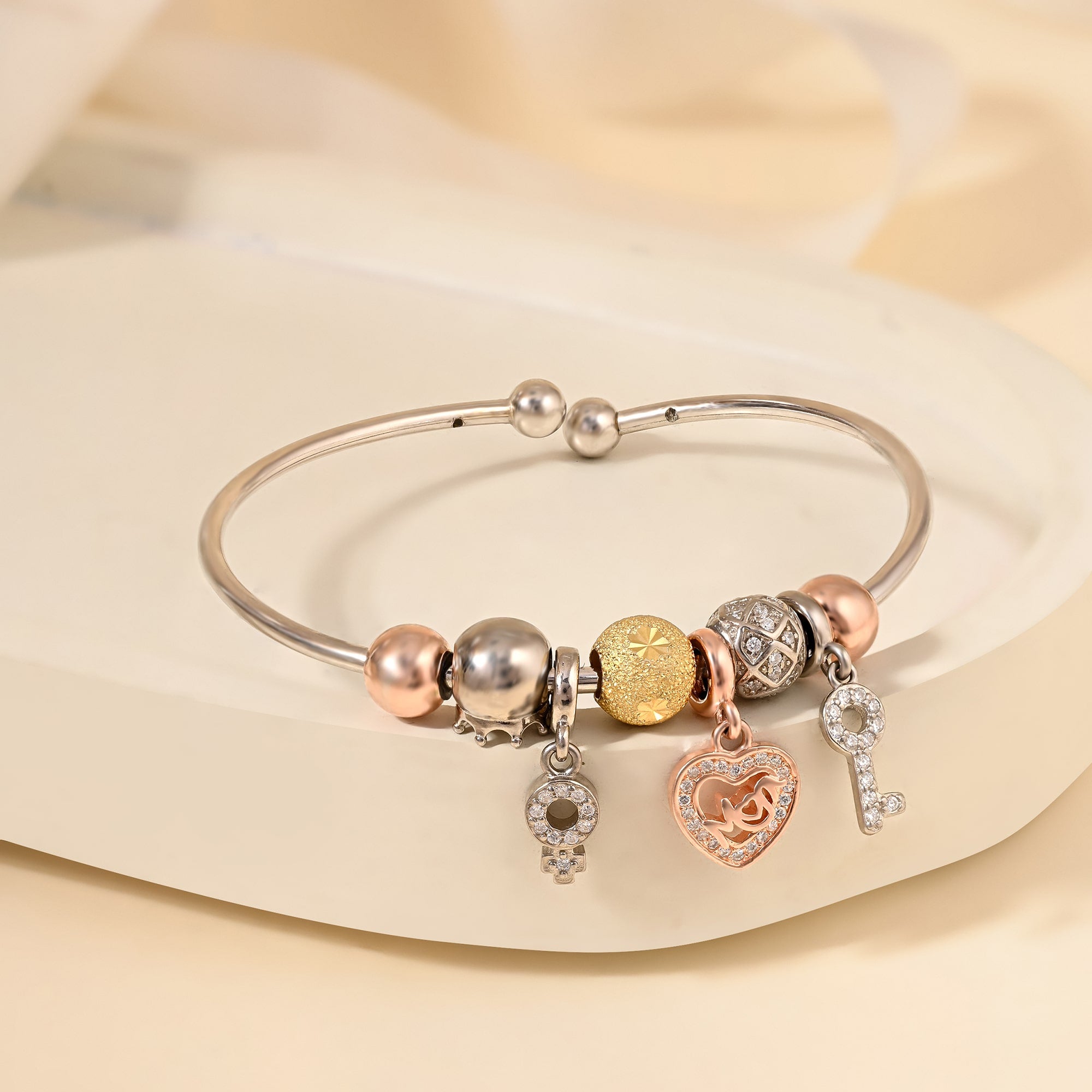 Silver Trinklet Charm Kada