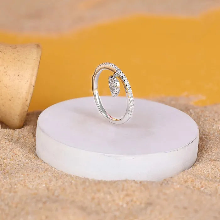 Heart Charm Radiant Silver Ring - Touch925
