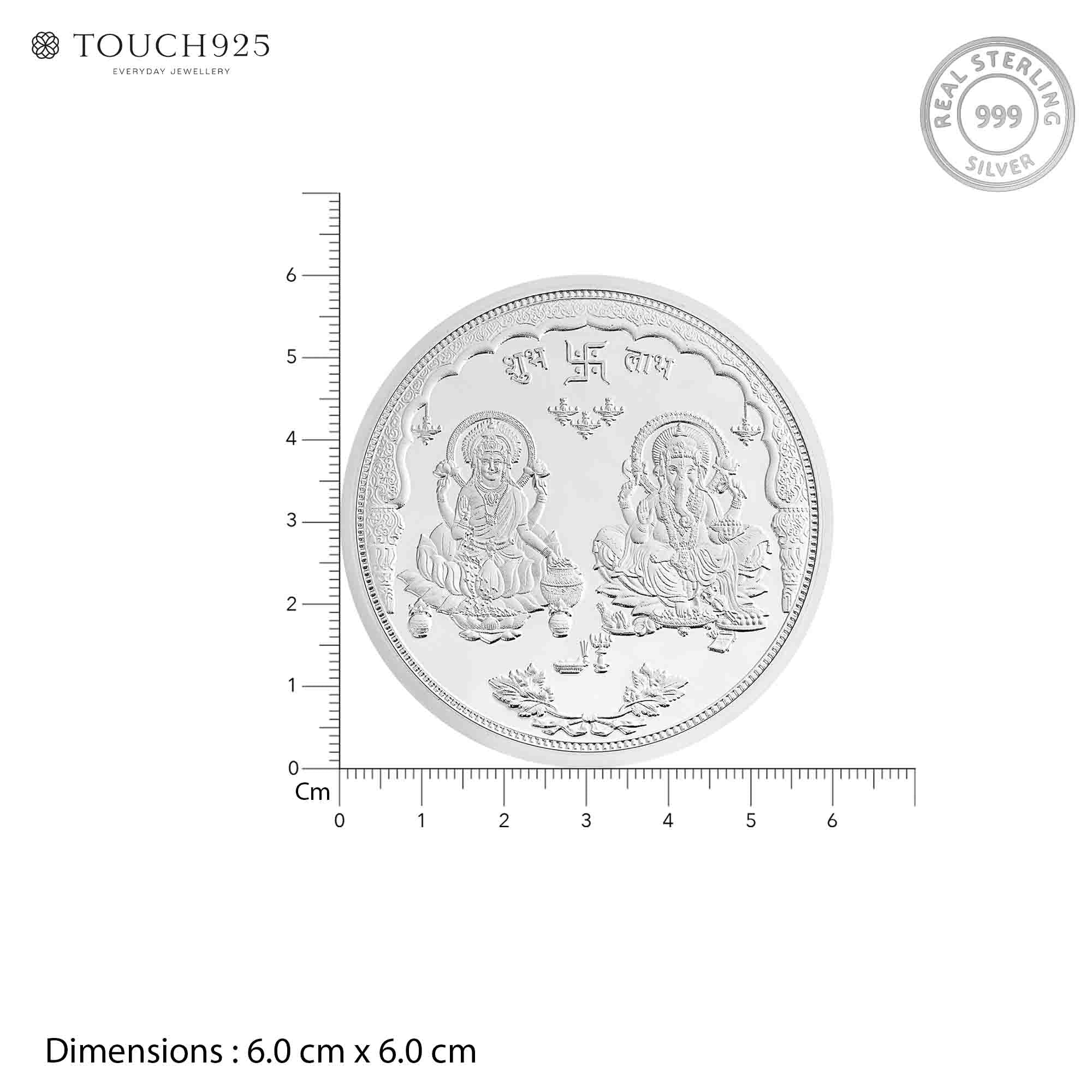 Pure 999 Silver 50g Lakshmi Ganesh Coin