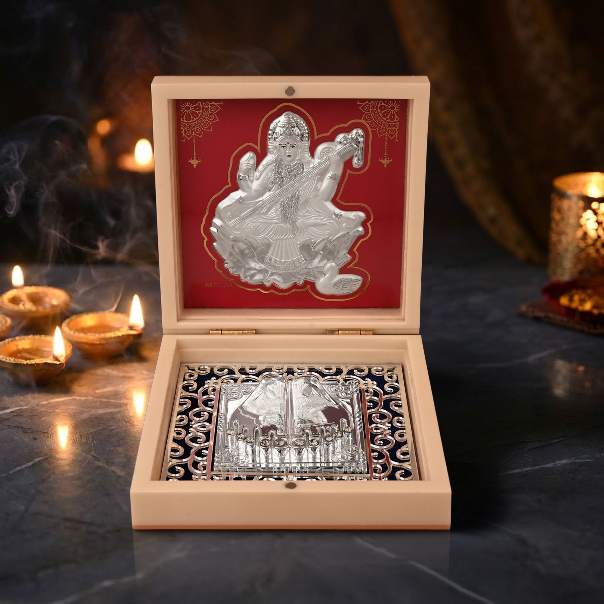 999 Silver Maa Saraswati Paduka Gift Box
