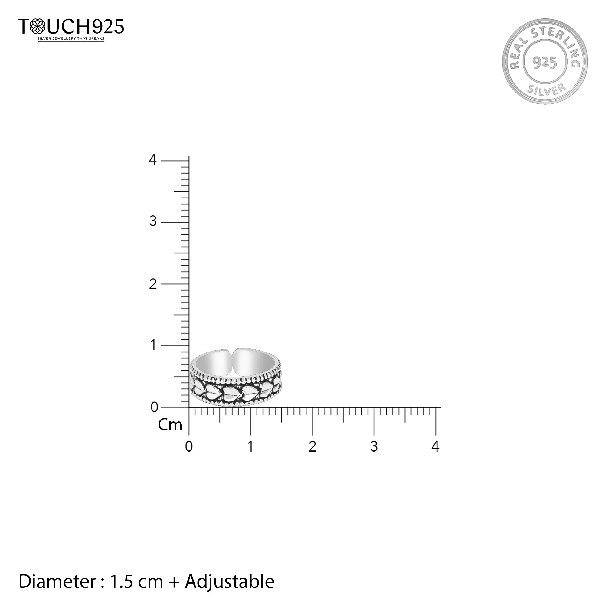 Oxidized Heart Shape Toe Ring