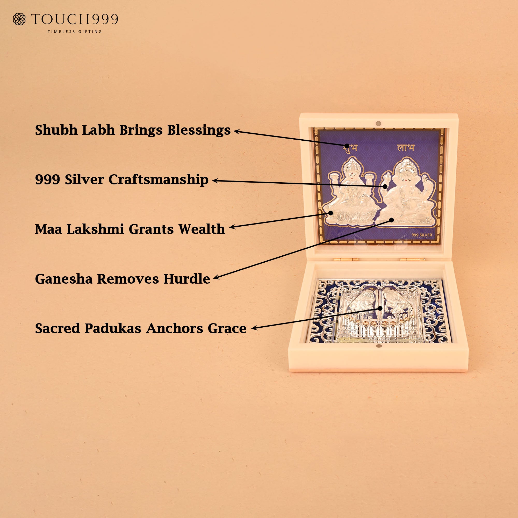 999 Silver Divya Laxmi Ganesh Idol Gift Box