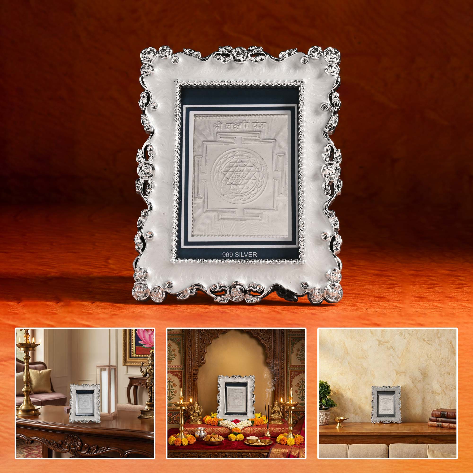 999 Silver Lakshmi Yantra Frame