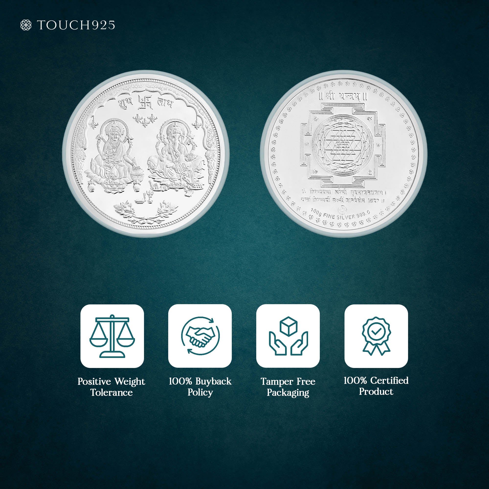 10-100g Lakshmi Ganesh Pure 999 Silver Coin