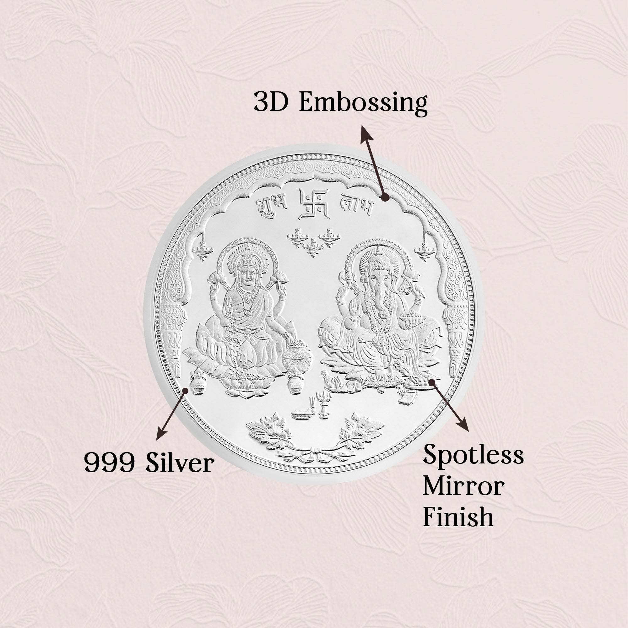 Pure 999 Silver 100g Lakshmi Ganesh Shubh Labh Coin