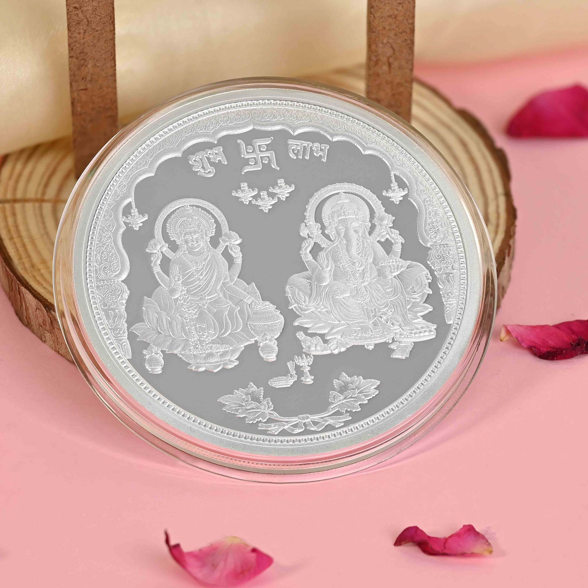 Pure 999 Silver 100g Lakshmi Ganesh Shubh Labh Coin