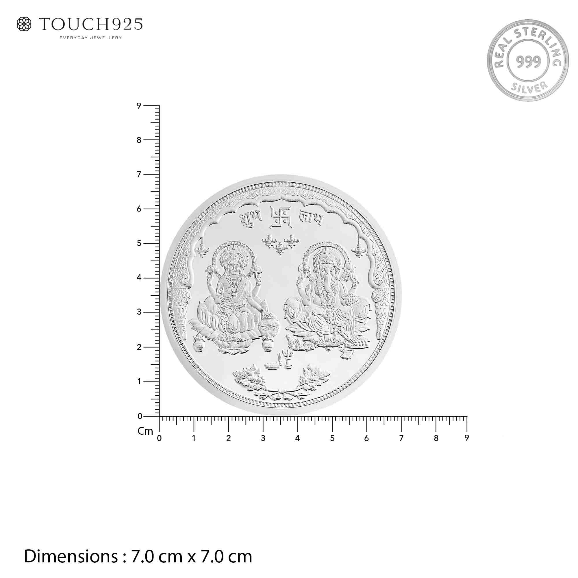 Pure 999 Silver 100g Lakshmi Ganesh Shubh Labh Coin