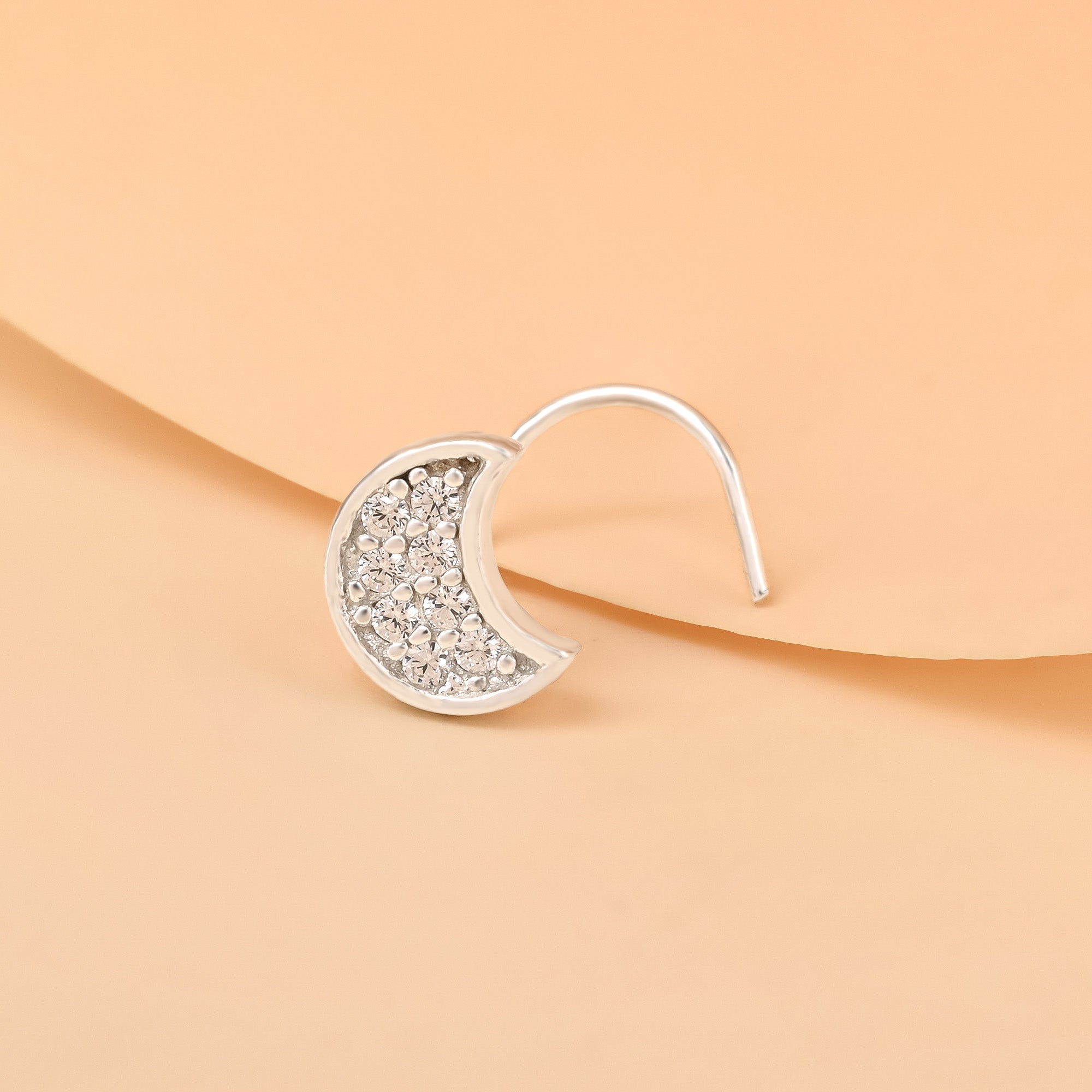 Studded Moon Nose Pin
