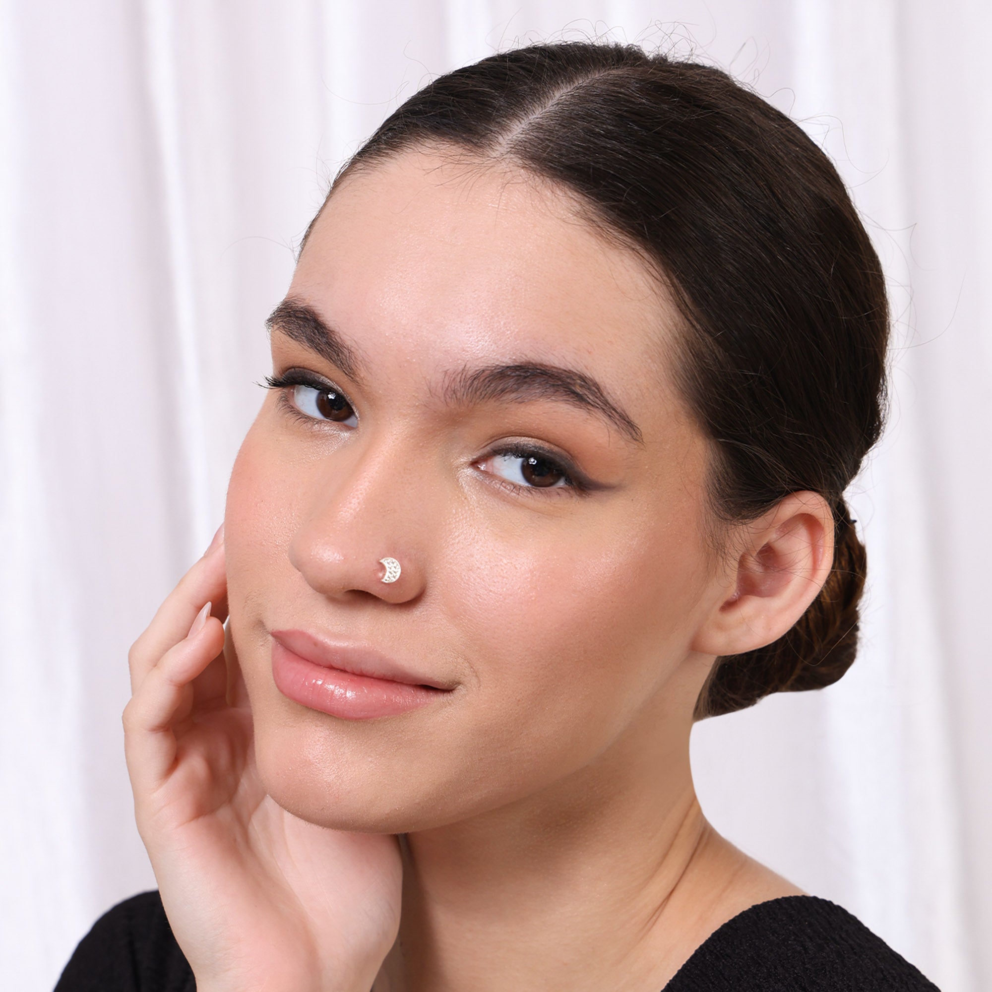 Studded Moon Nose Pin