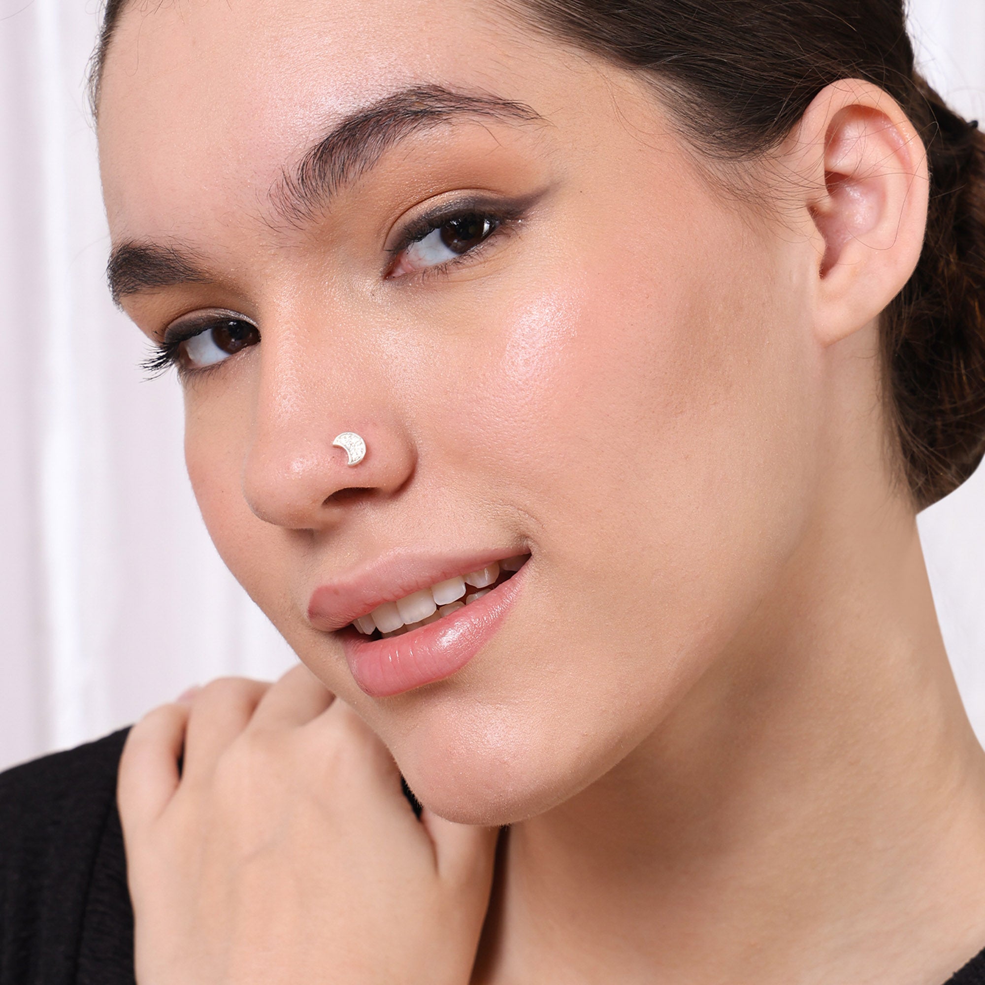 Studded Moon Nose Pin