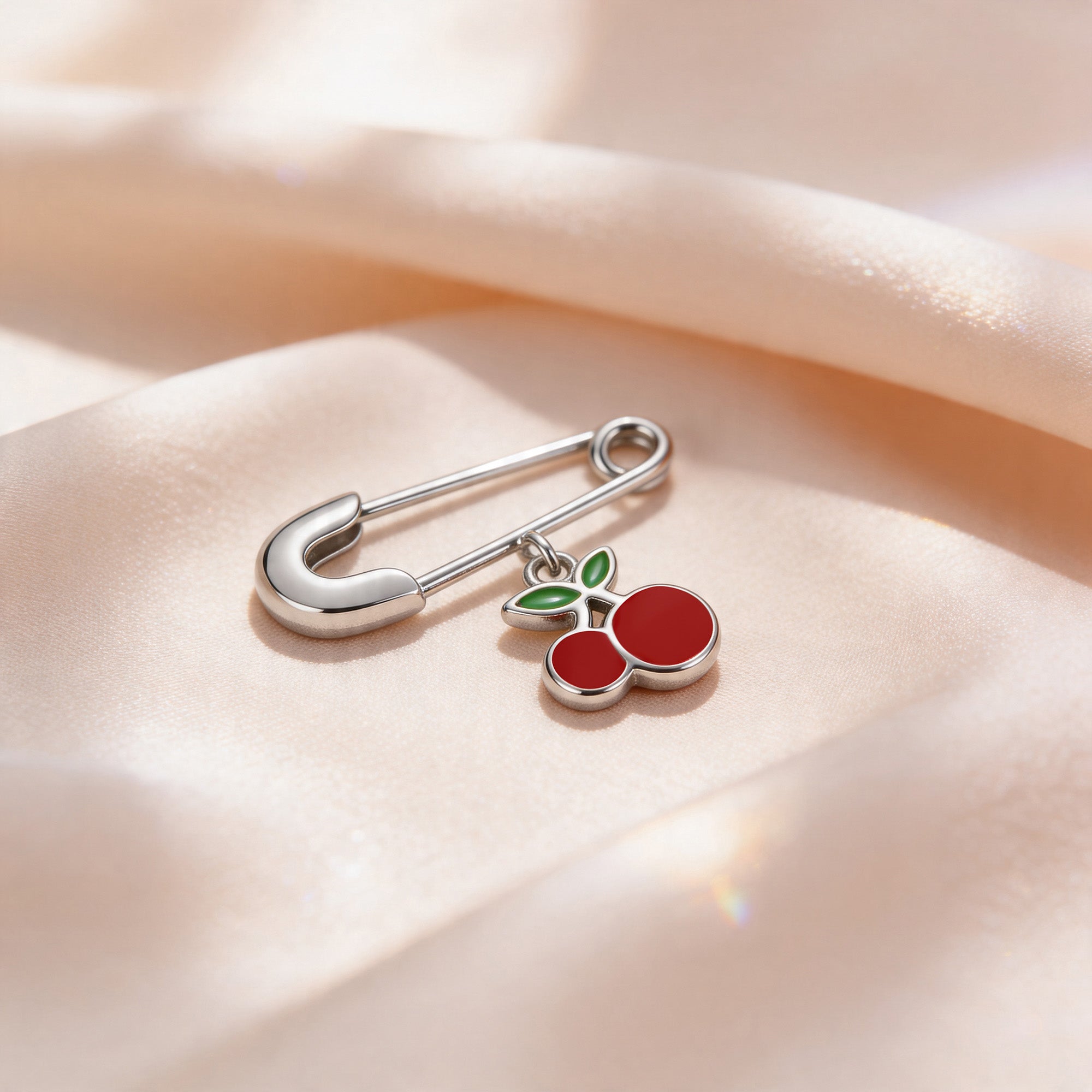 Cherry Charm Kids Safety Pin