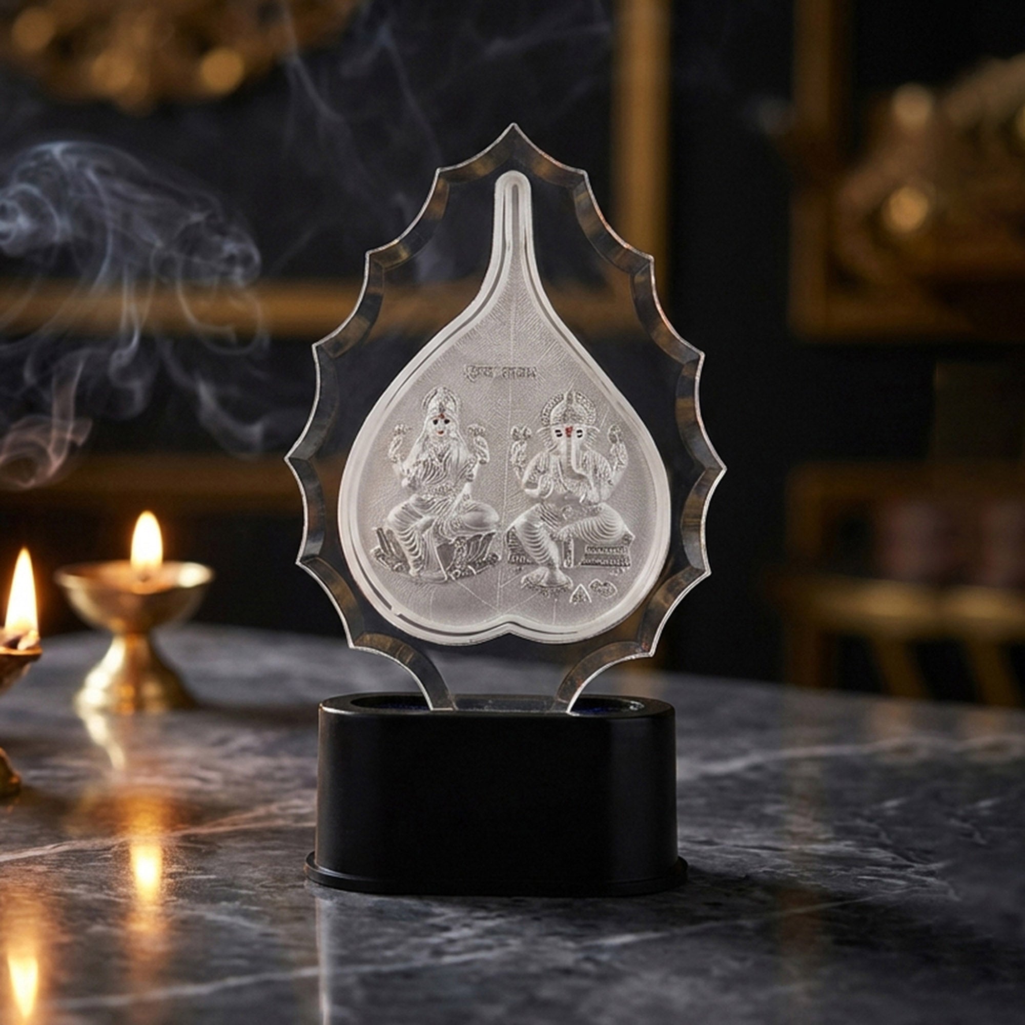 999 Silver Laxmi Ganesh Idol Stand