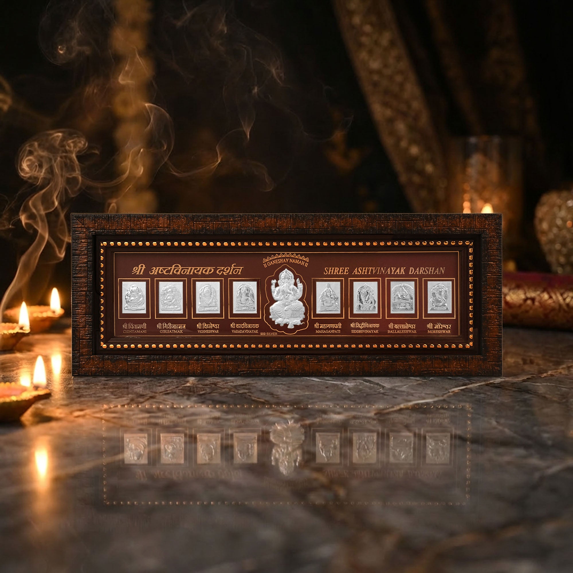 Shree Ashtavinayak 999 Silver Frame - Touch925 Silver Gifting