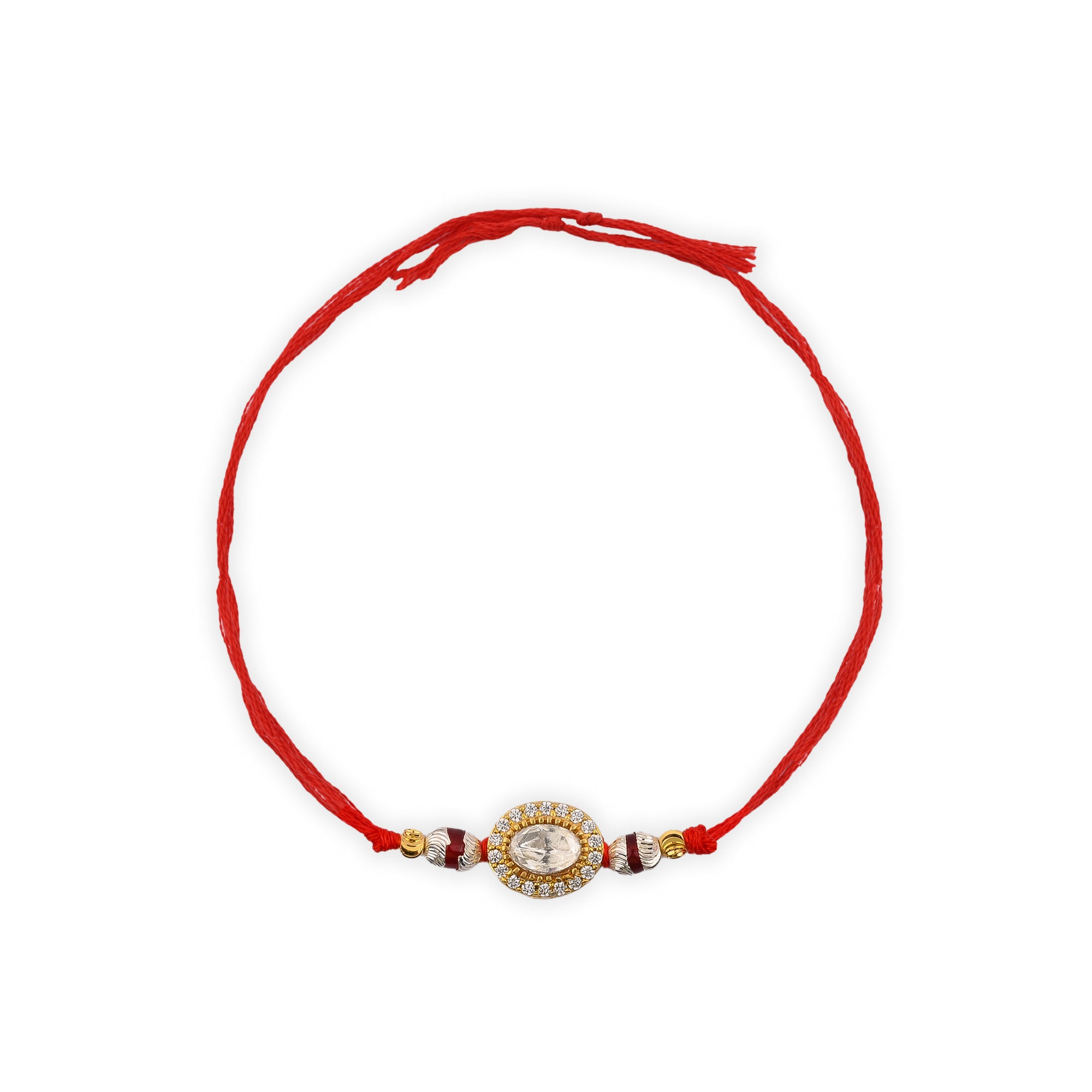 Oval Stone Halo Gems Rakhi