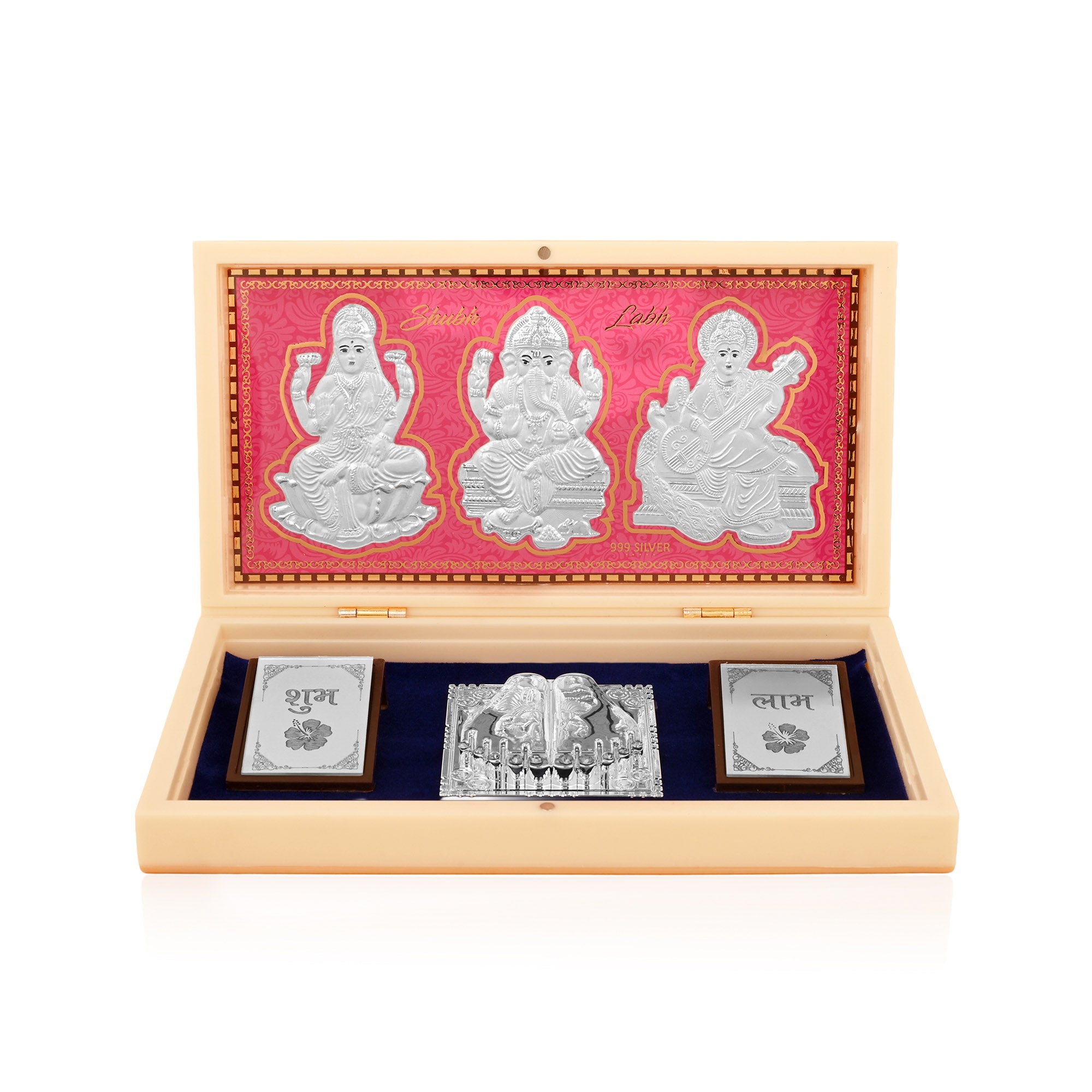 999 Silver Lakshmi Ganesh Saraswati Paduka Box