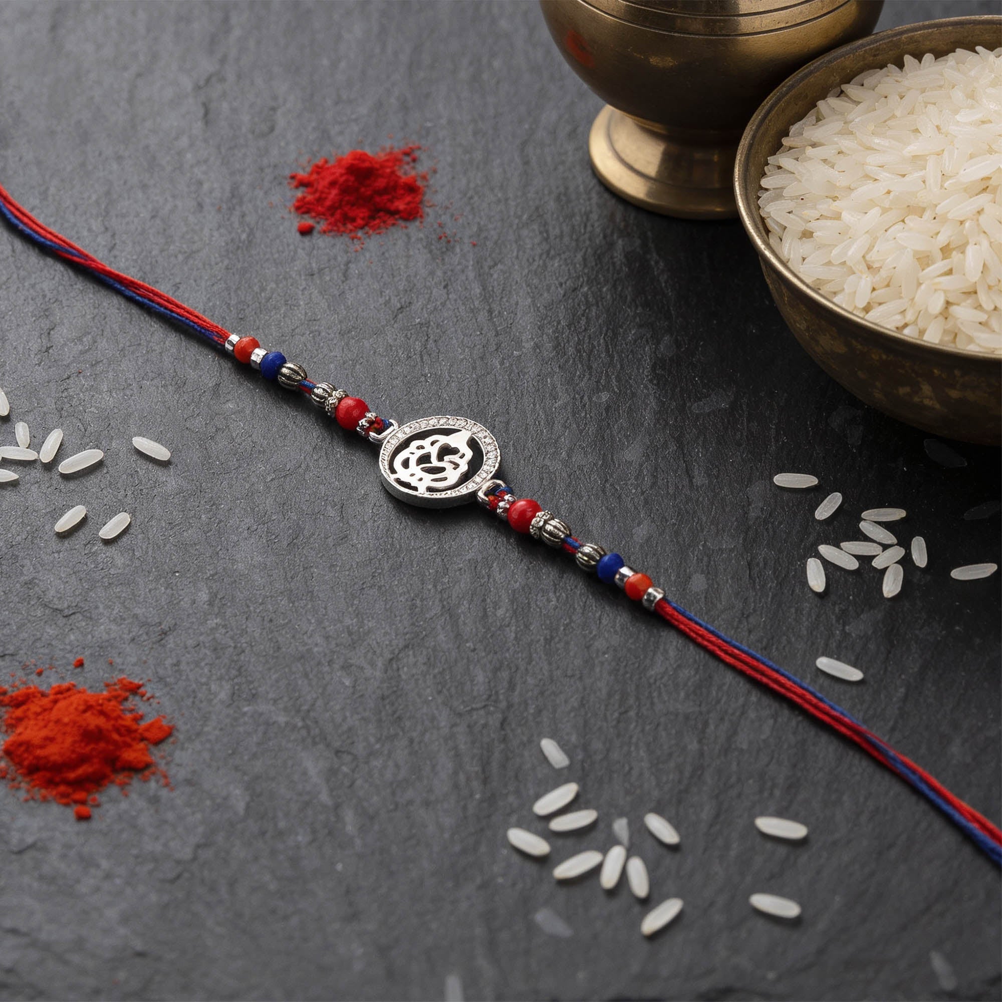 Ganpati Charm Beaded Thread Rakhi