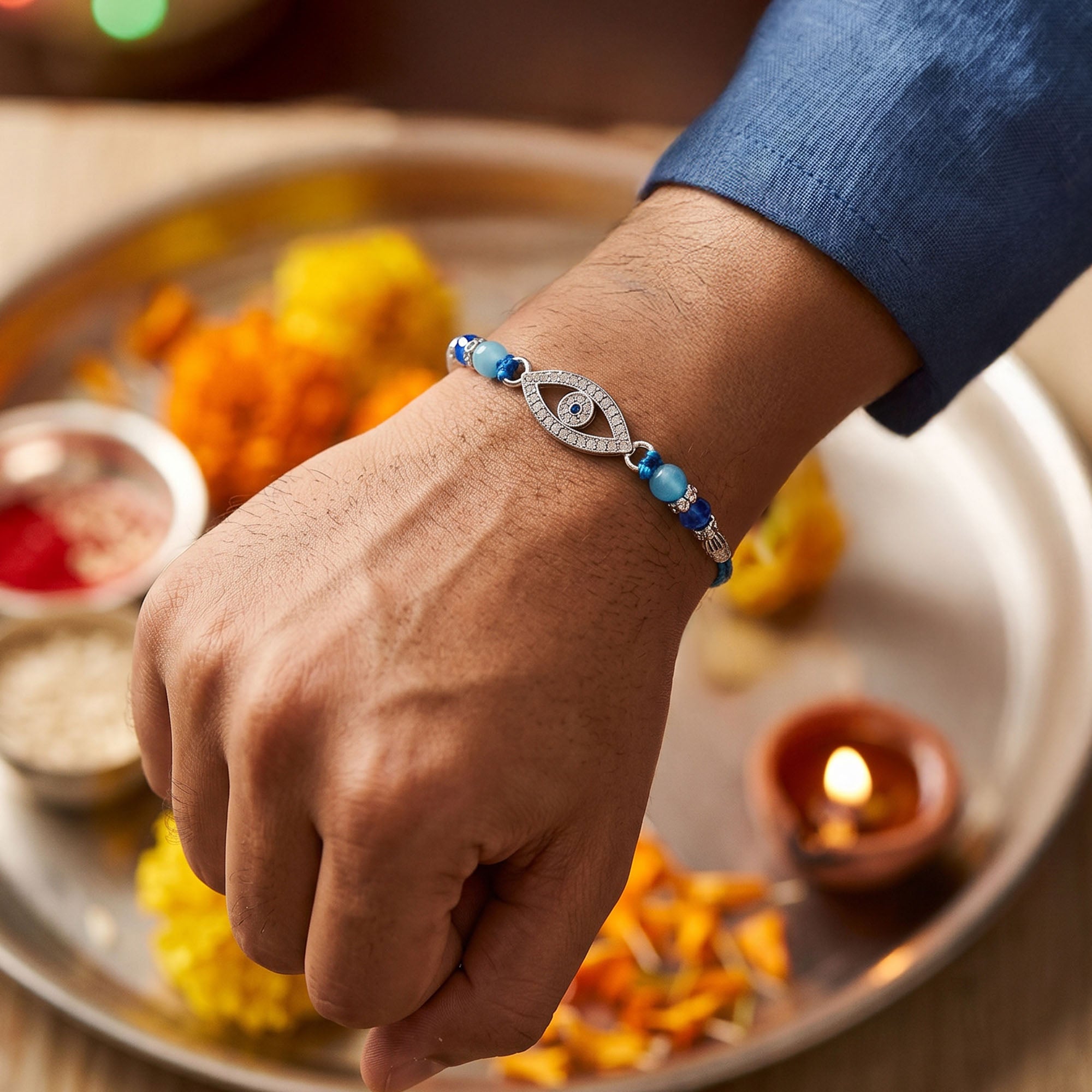 Beaded Evil Eye Thread Rakhi