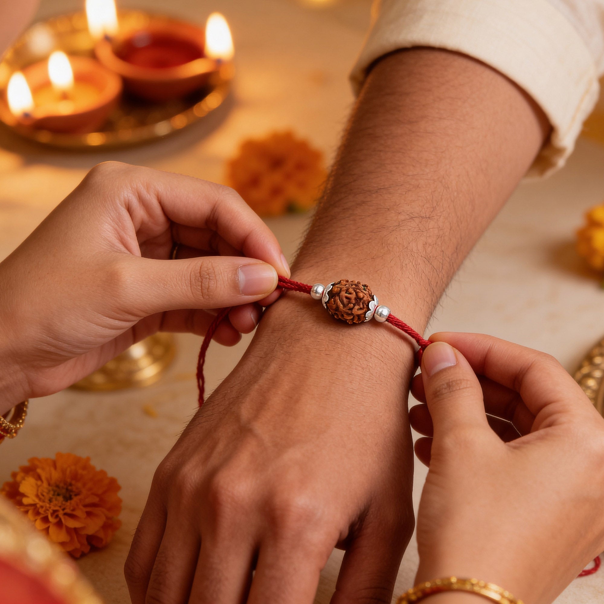 Divine Rudraksha Elegance Rakhi
