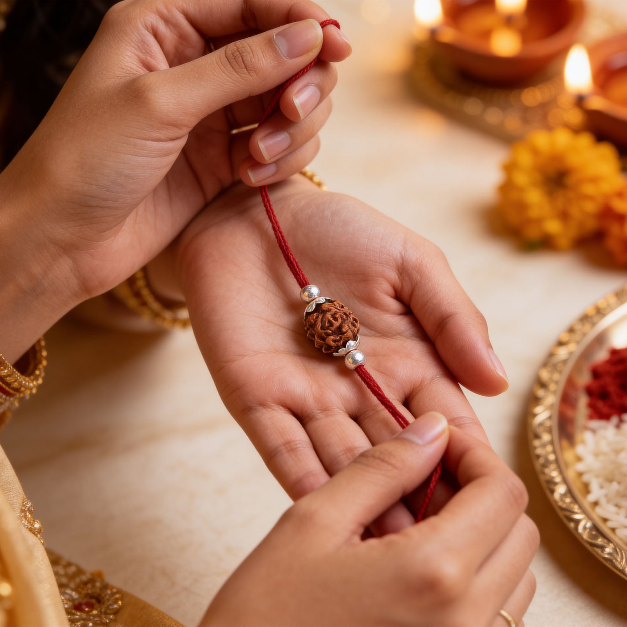 Divine Rudraksha Elegance Rakhi