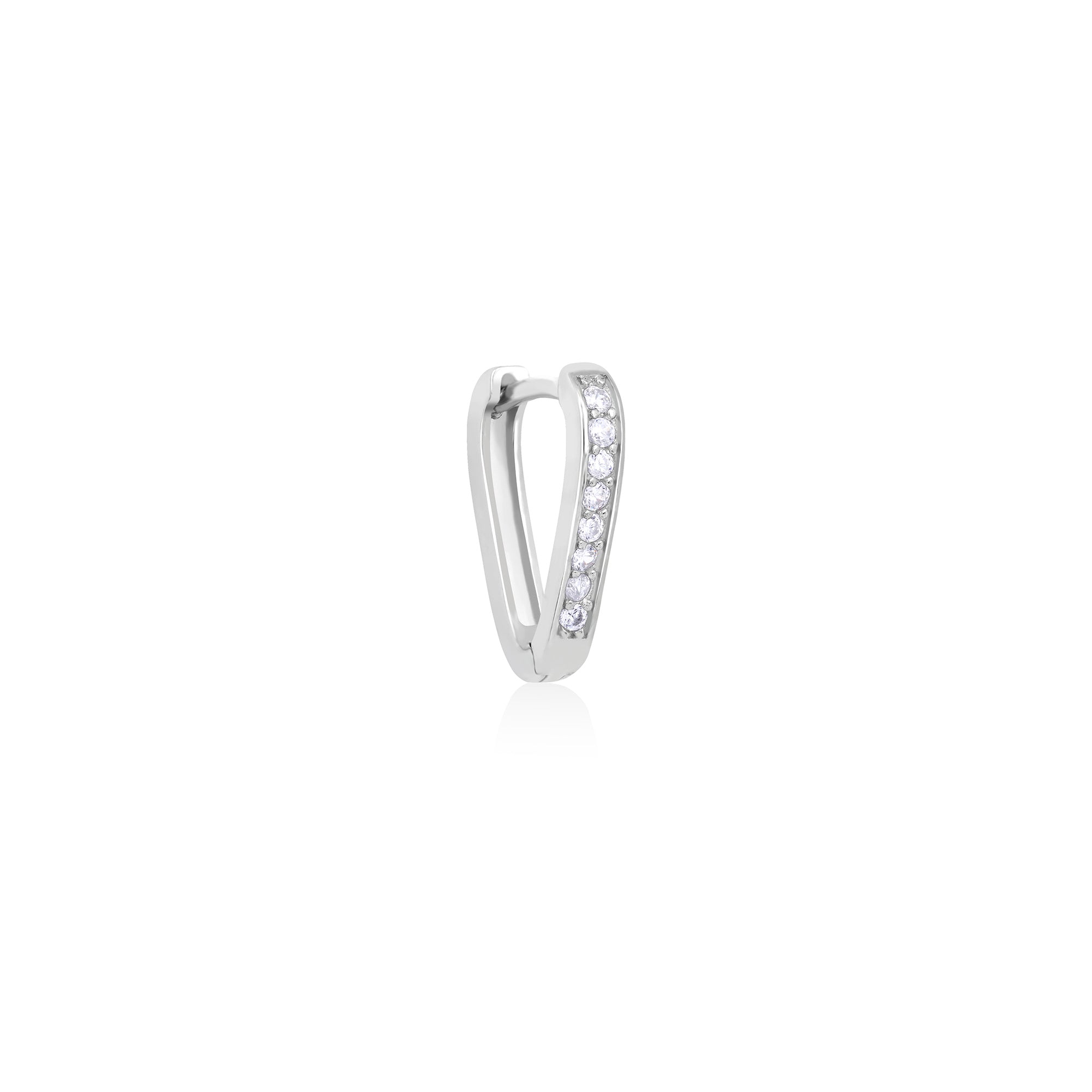 Classic Triangular CZ Silver Hoops