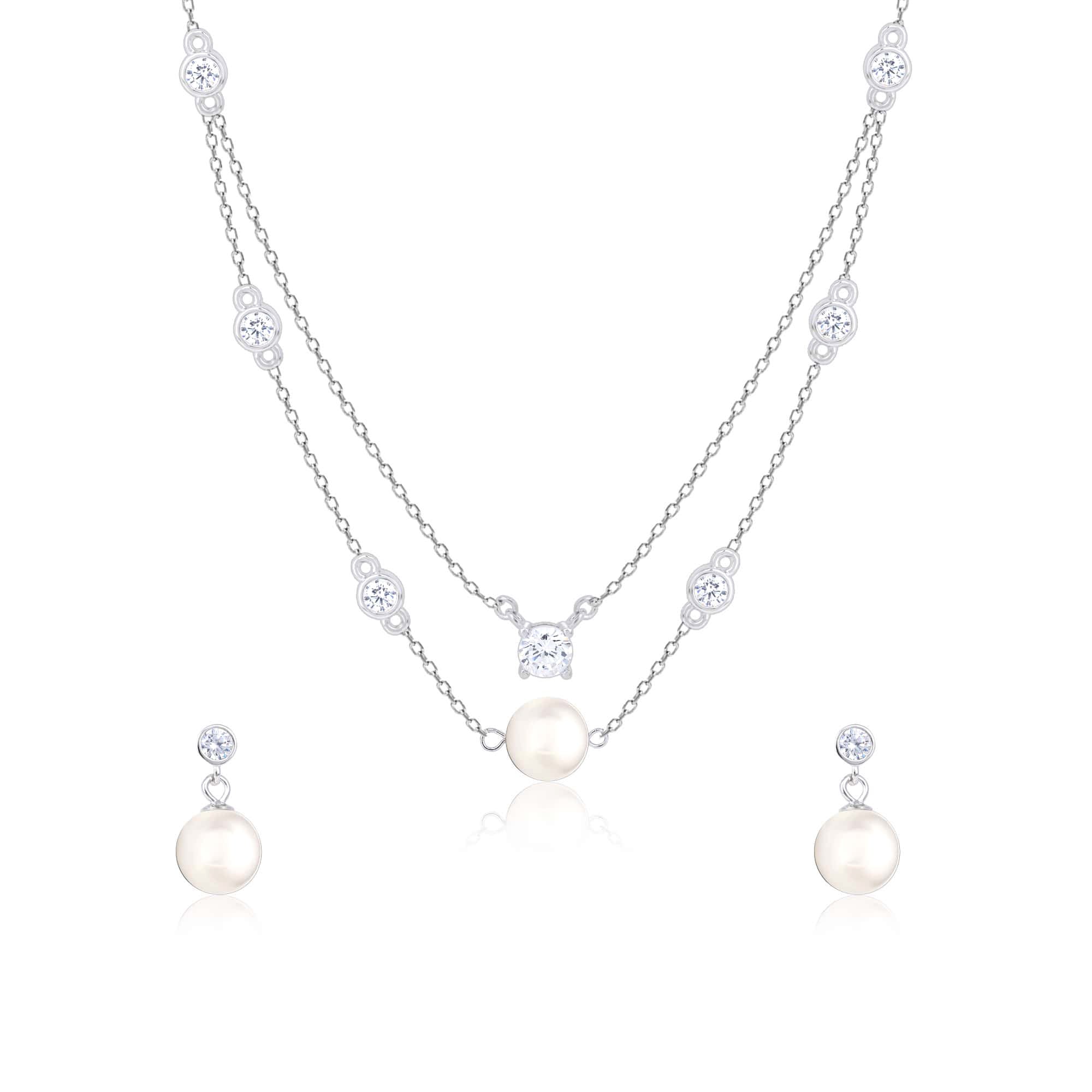 Double Layer Pearl Necklace Set