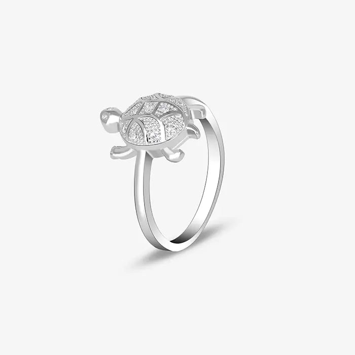 Asymmetrical Silver Tortoise Ring - Touch925