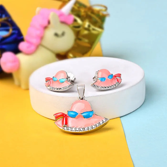 Pink Hat Pendant Set - Touch925