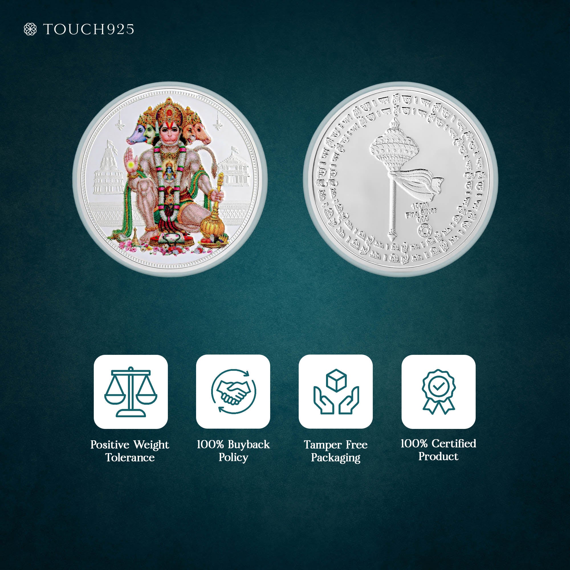 10g Panchmukhi Hanuman Ji Pure 999 Silver Coin