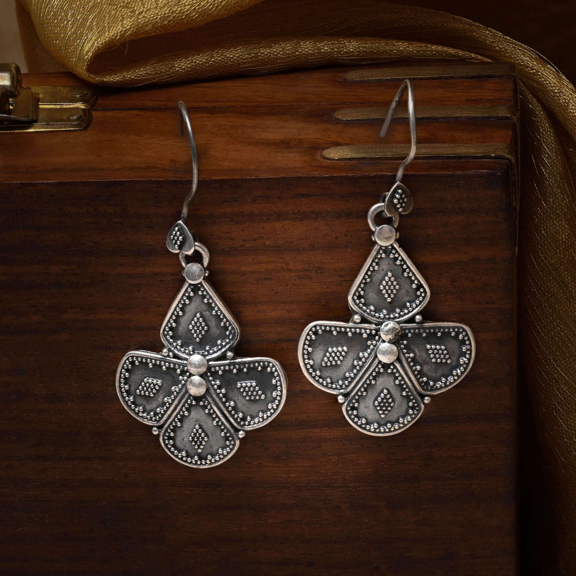 Petal Floral Silver Earrings