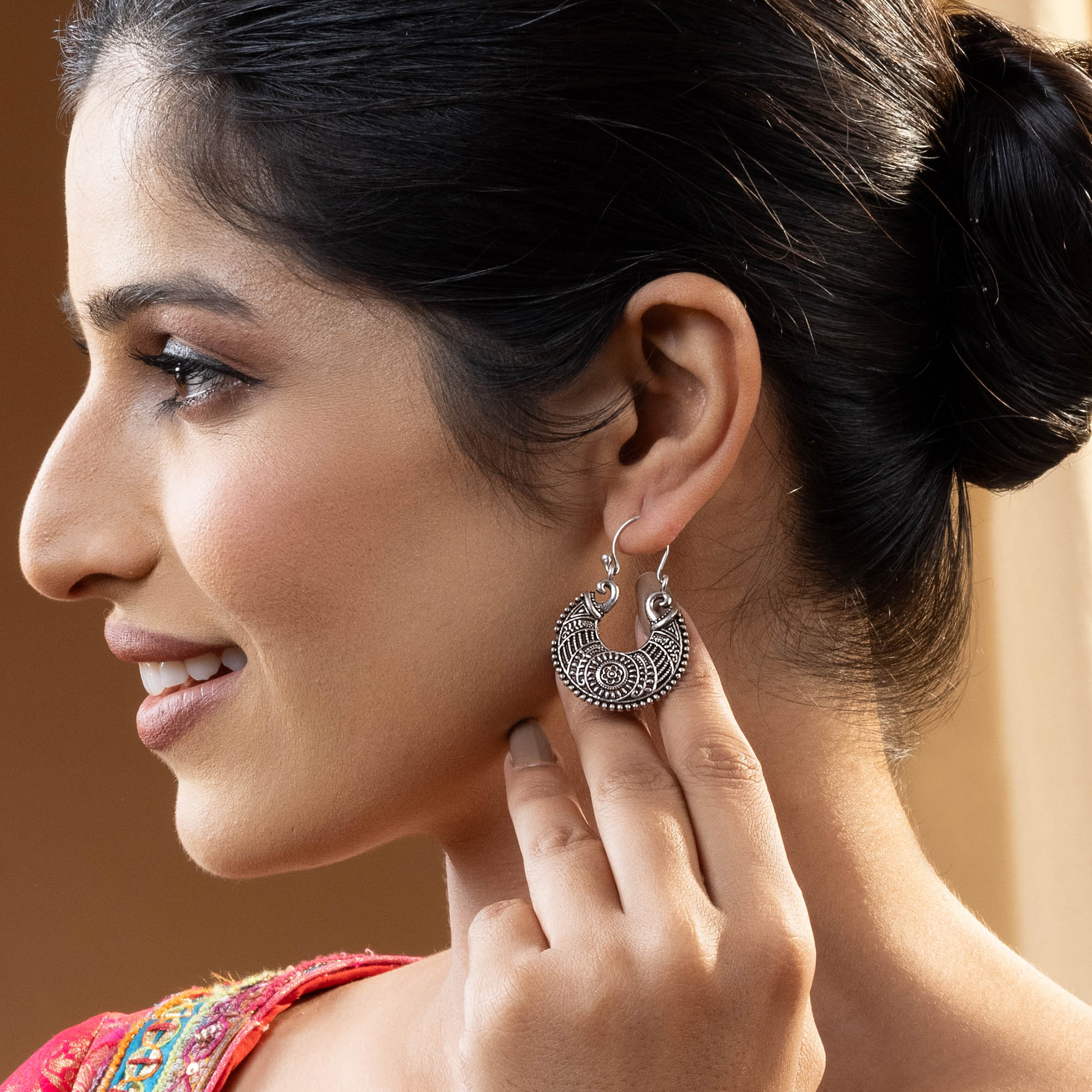 Silver Engraved Earrings