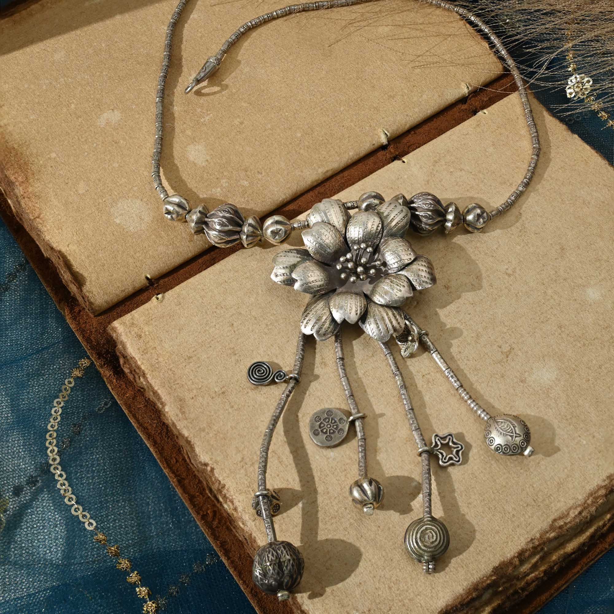 Dangling Charms Silver Necklace