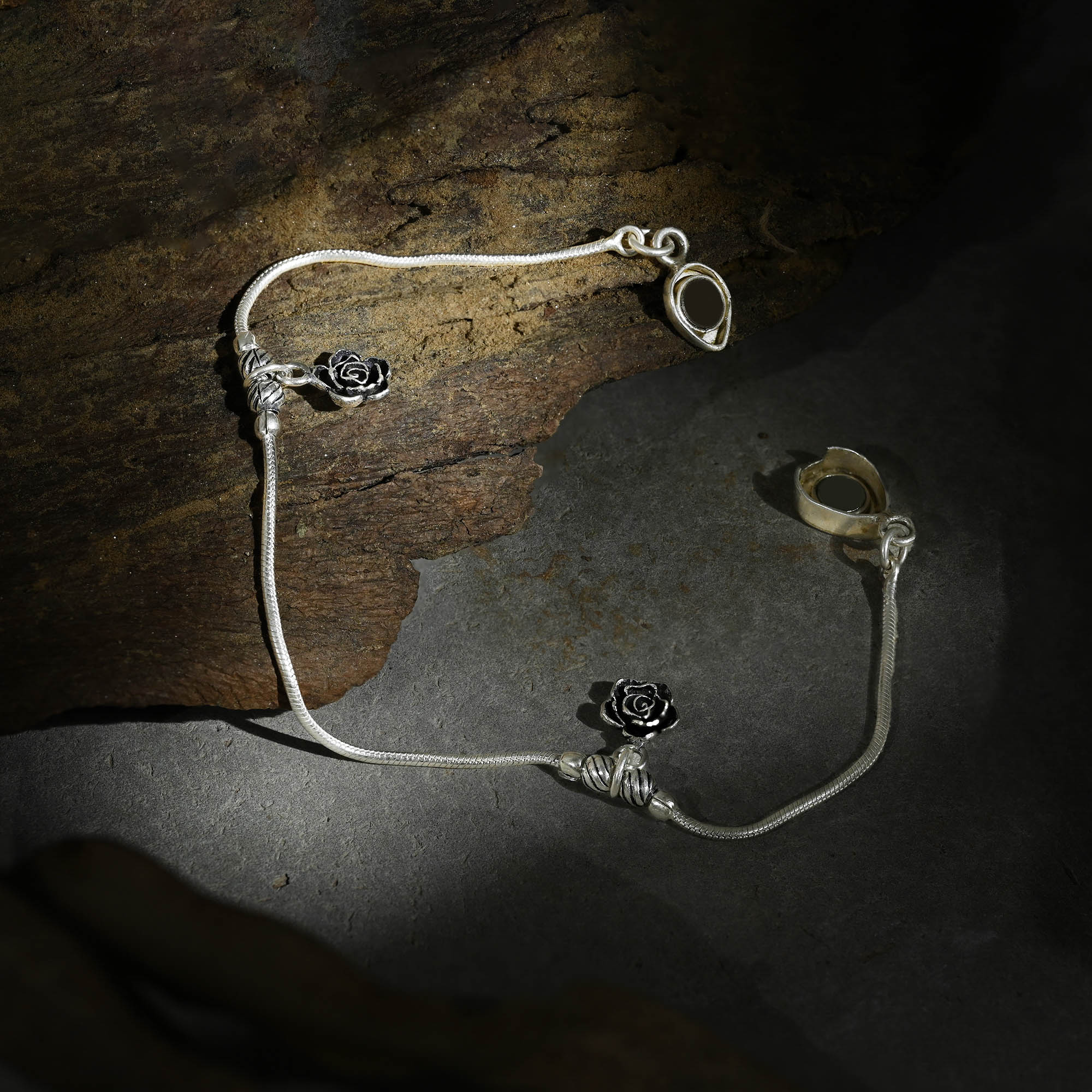 Silver Blossomed Charm Anklet