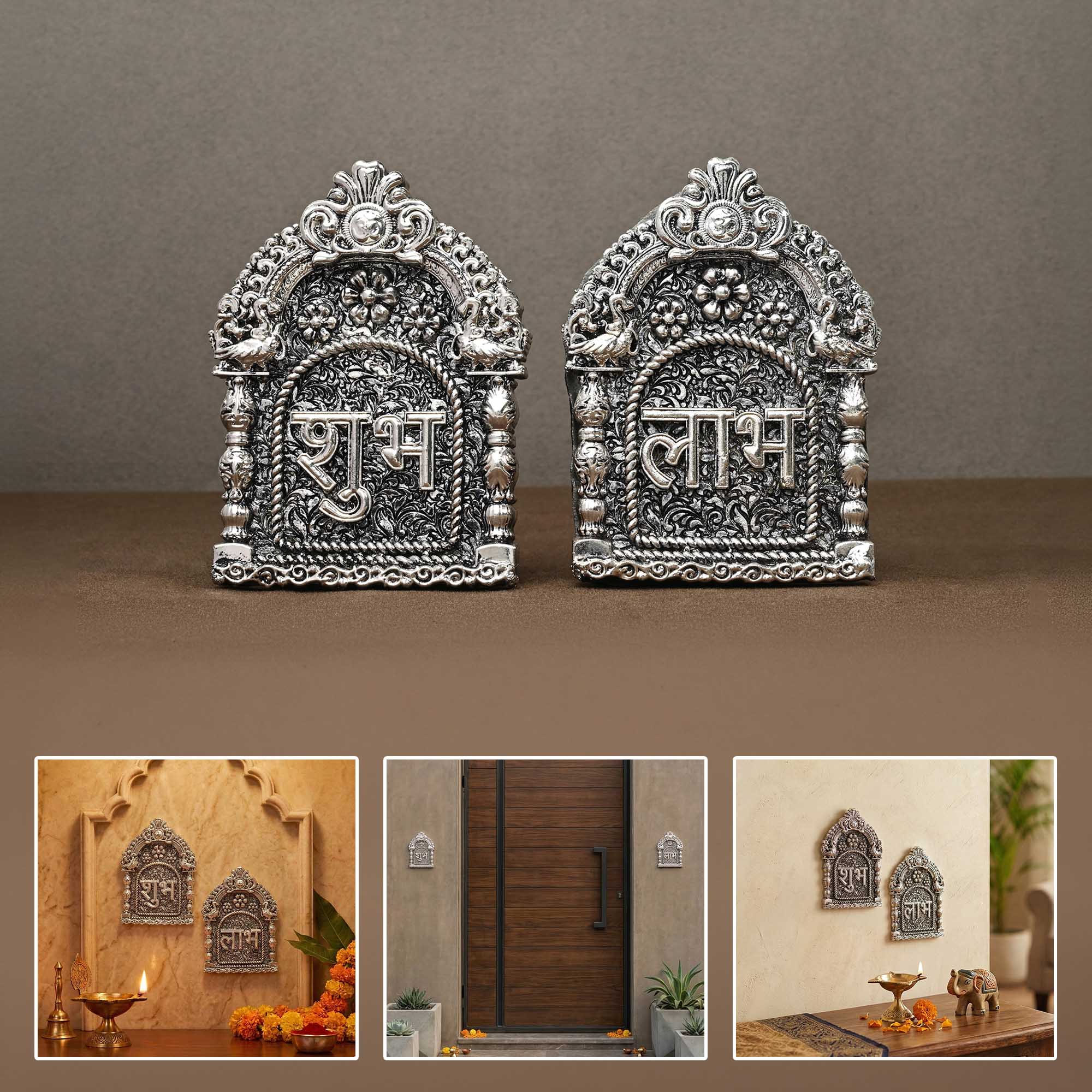 999 Silver Plated Shubh Labh Wall Set