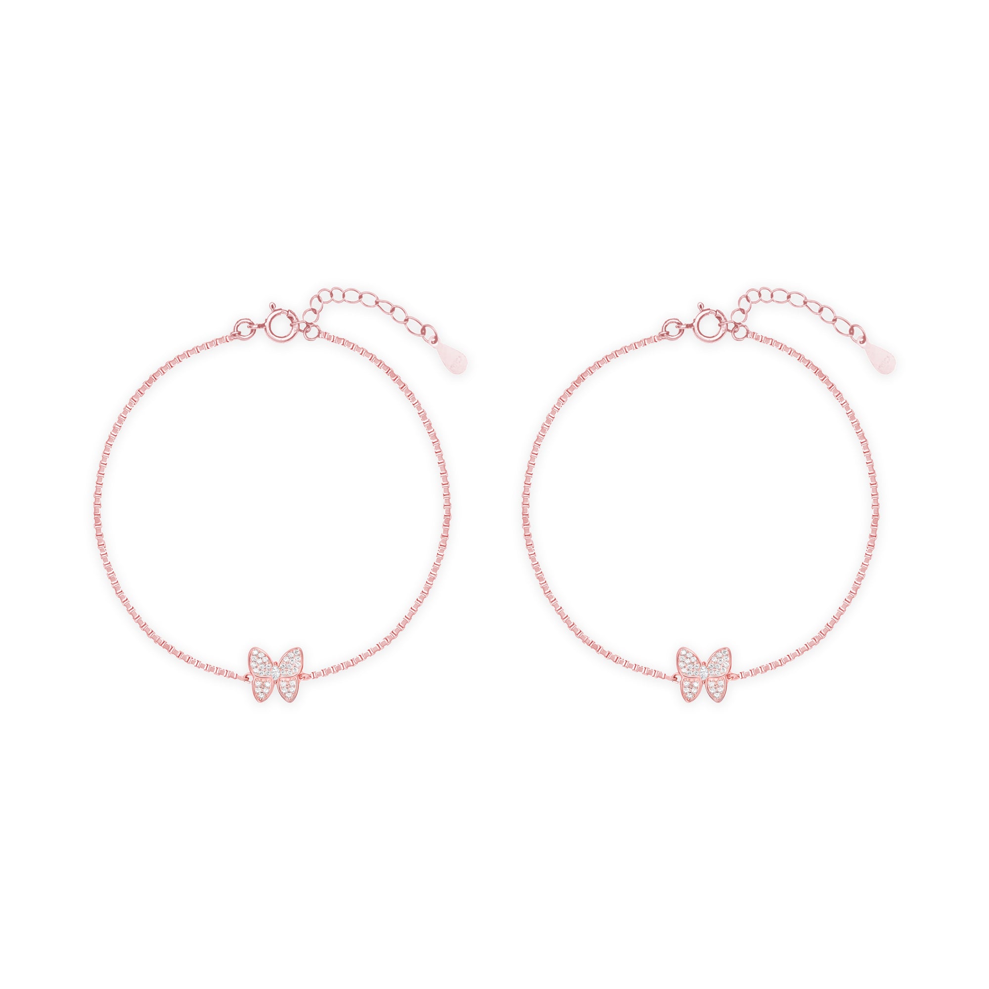 Butterfly CZ Silver Anklet