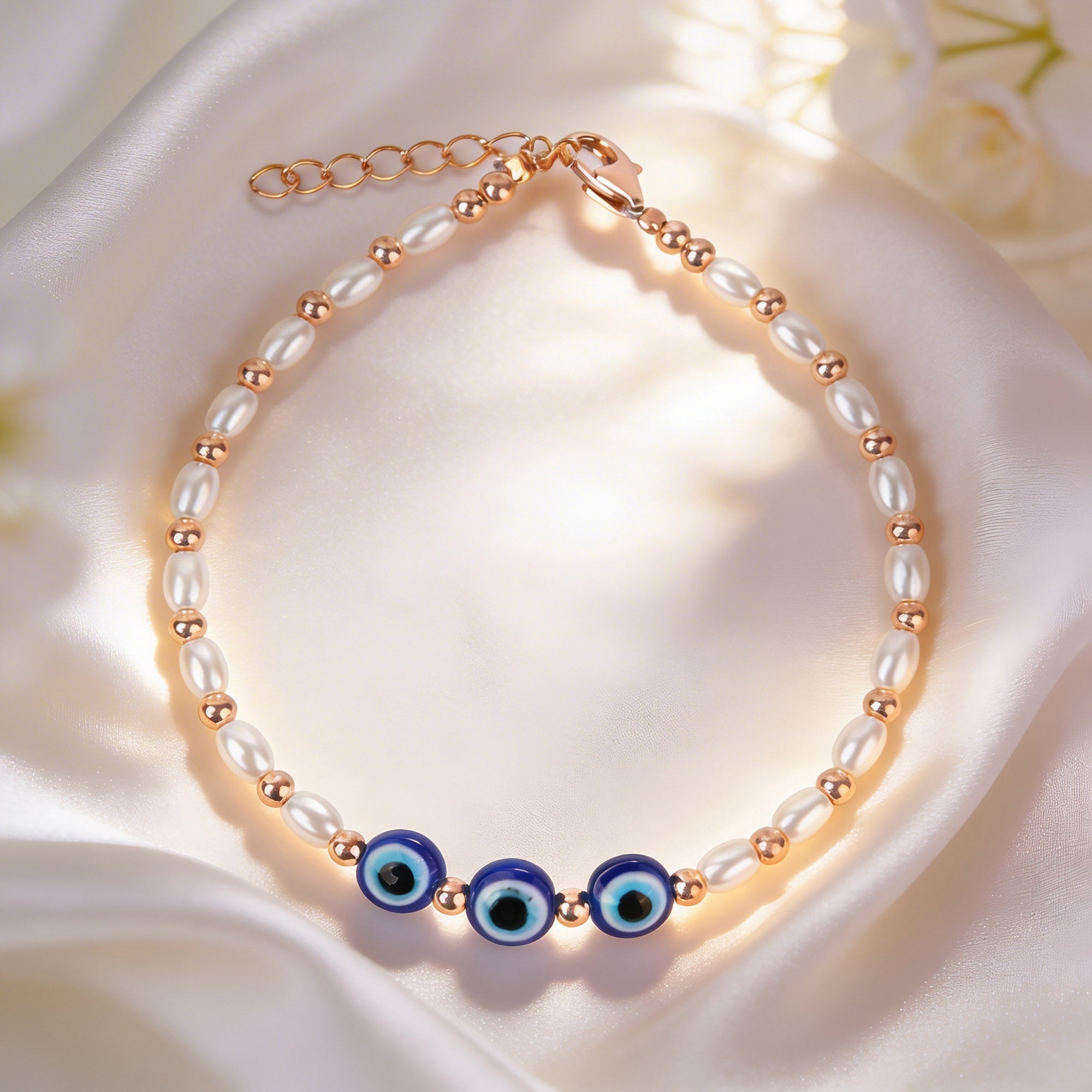 Evil Eye Pearl Kids Anklet