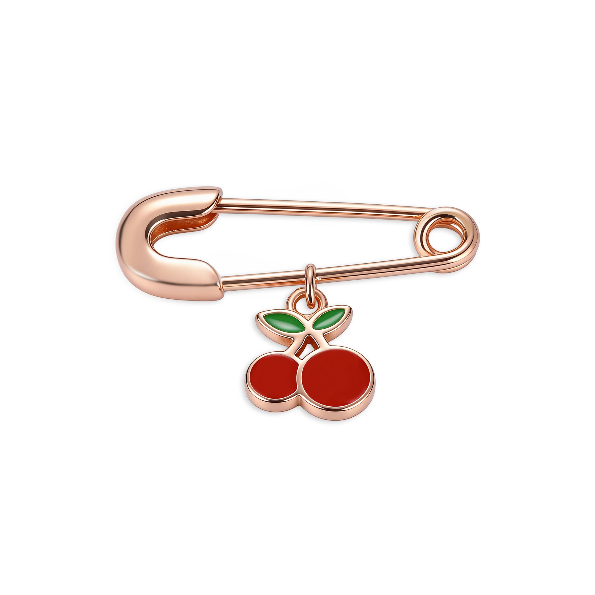 Rose Gold Cherry Kids Safety Pin
