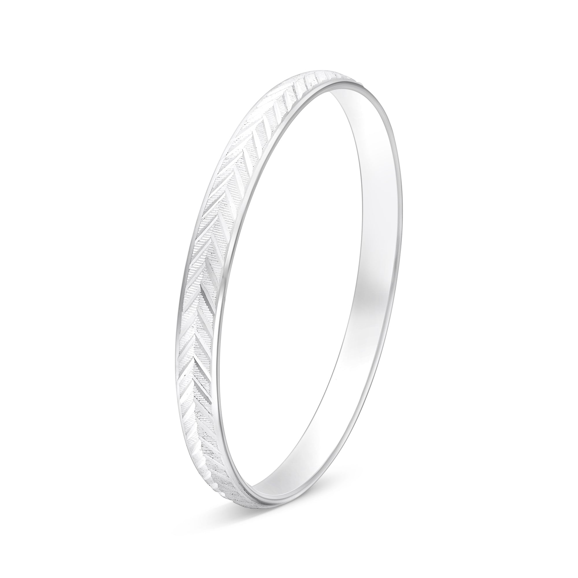 Silver Chevron Engraved Kada