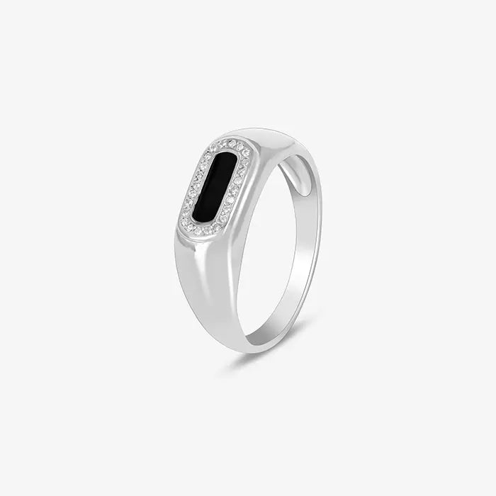 Black Enamel Men's Ring