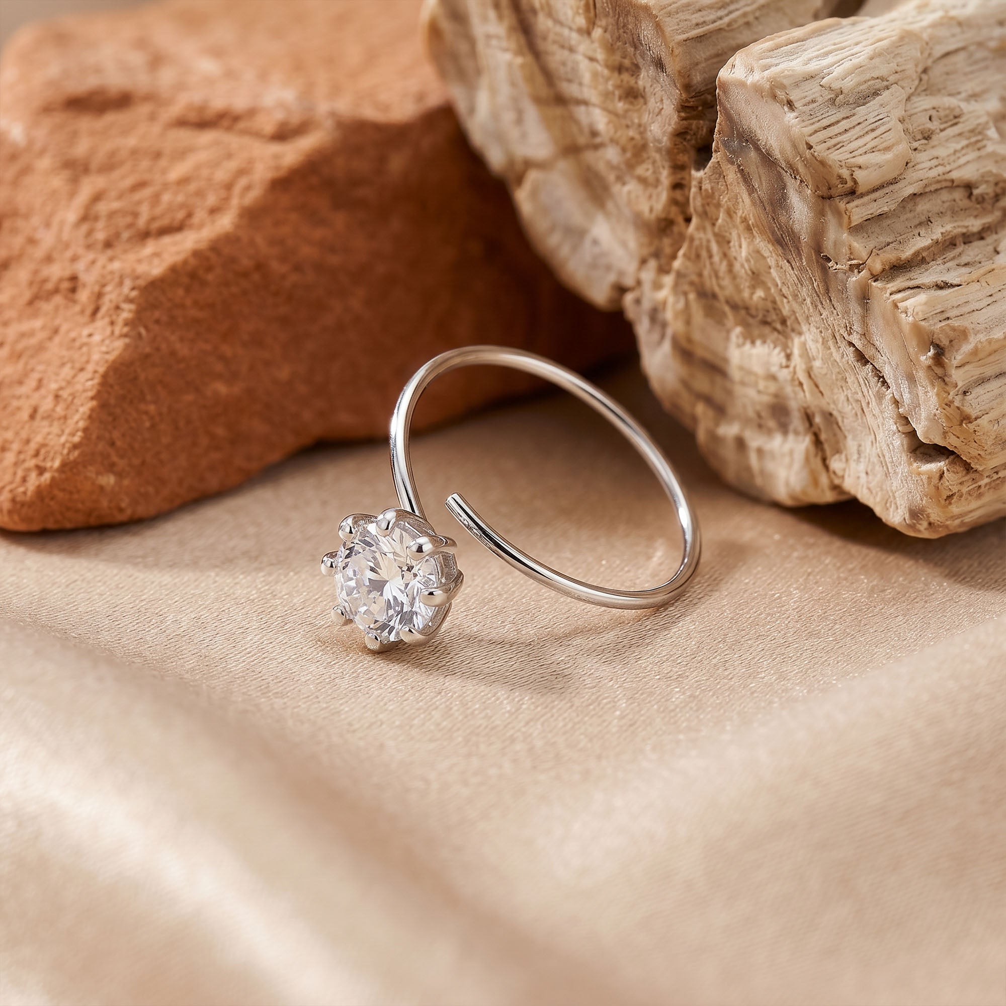 Classic Solitaire Zircon Helix Hoop