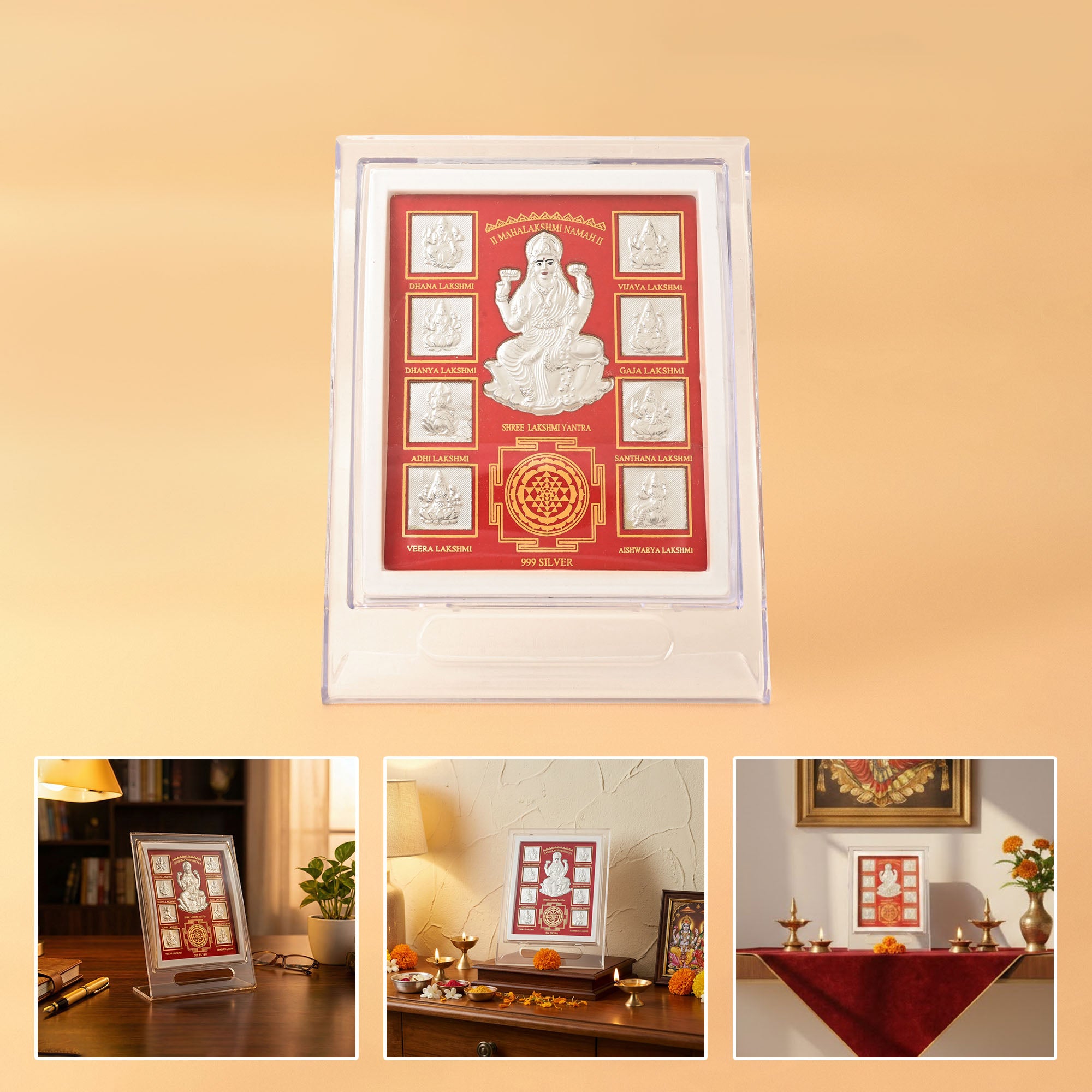 999 Silver Ashta Lakshmi Yantra Frame