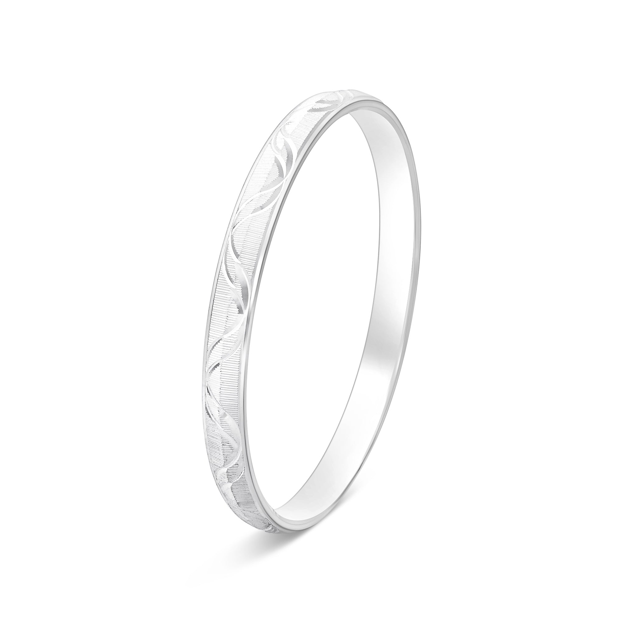 Silver Flowline Engraved Kada