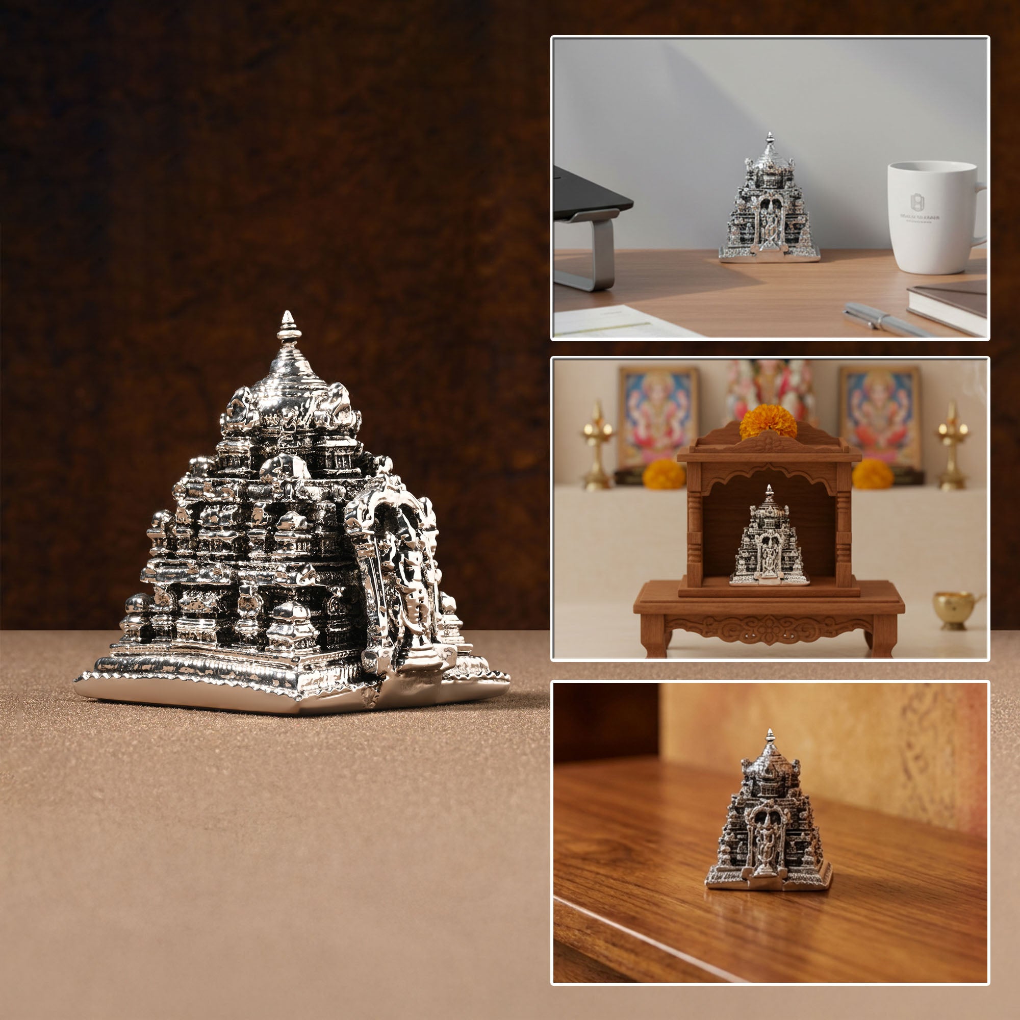 999 Silver Balaji Temple Miniature