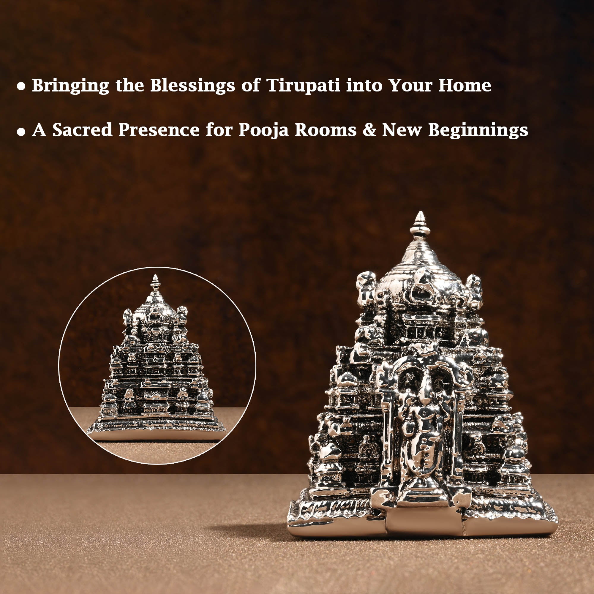 999 Silver Balaji Temple Miniature