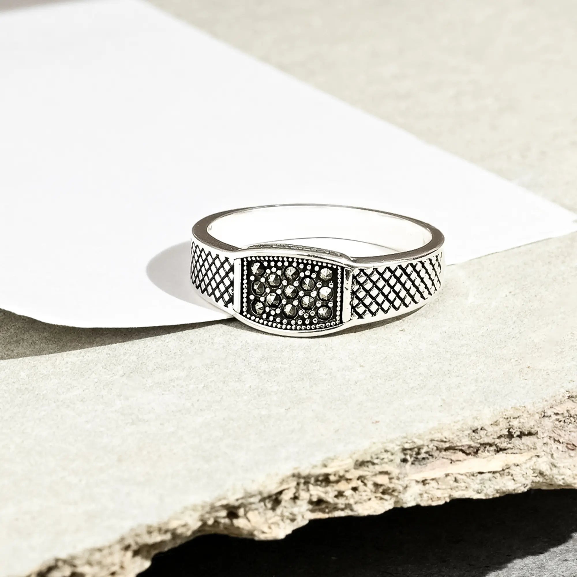 Boho Black Stone Men's Ring