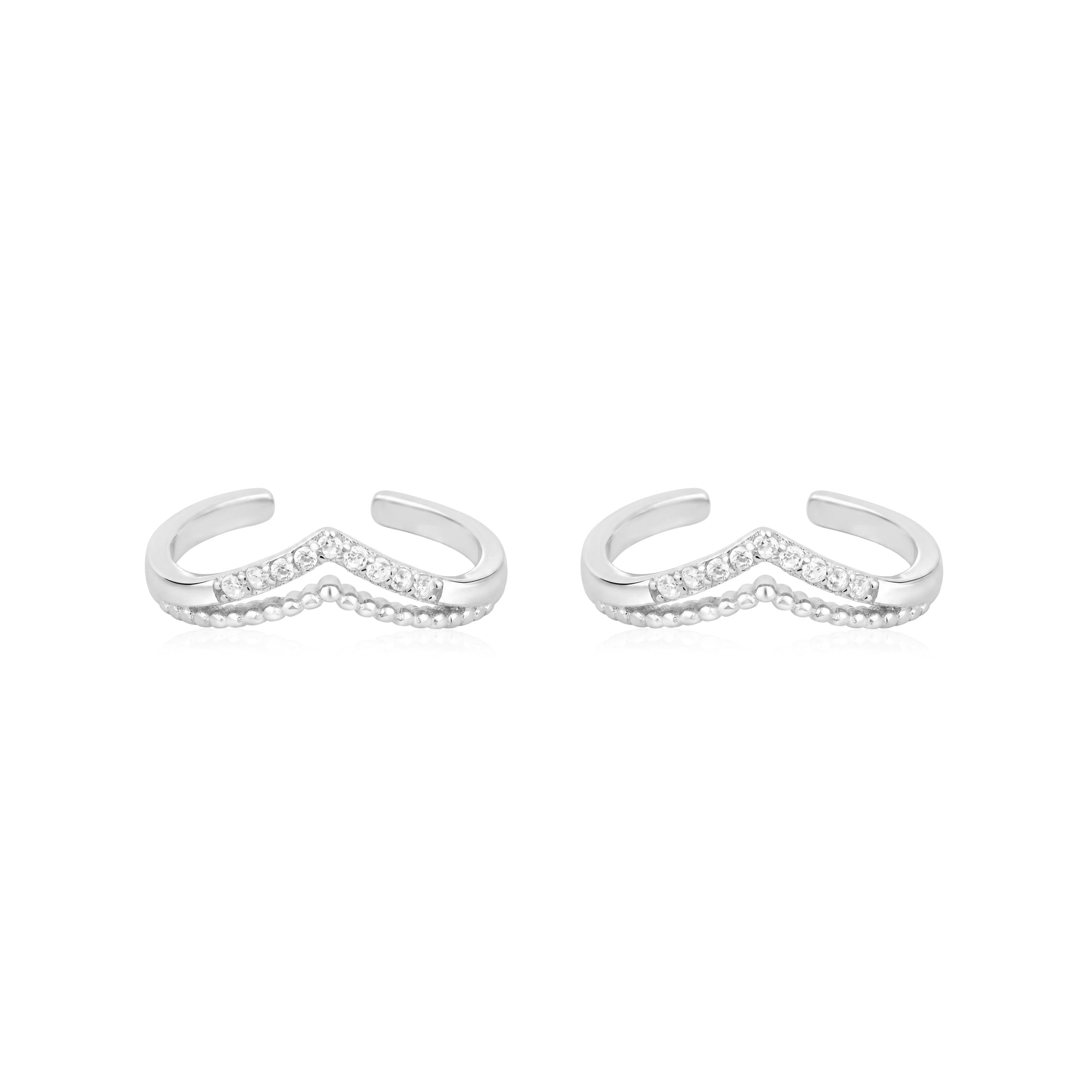 Beaded Wishbone Zircon Toe Ring