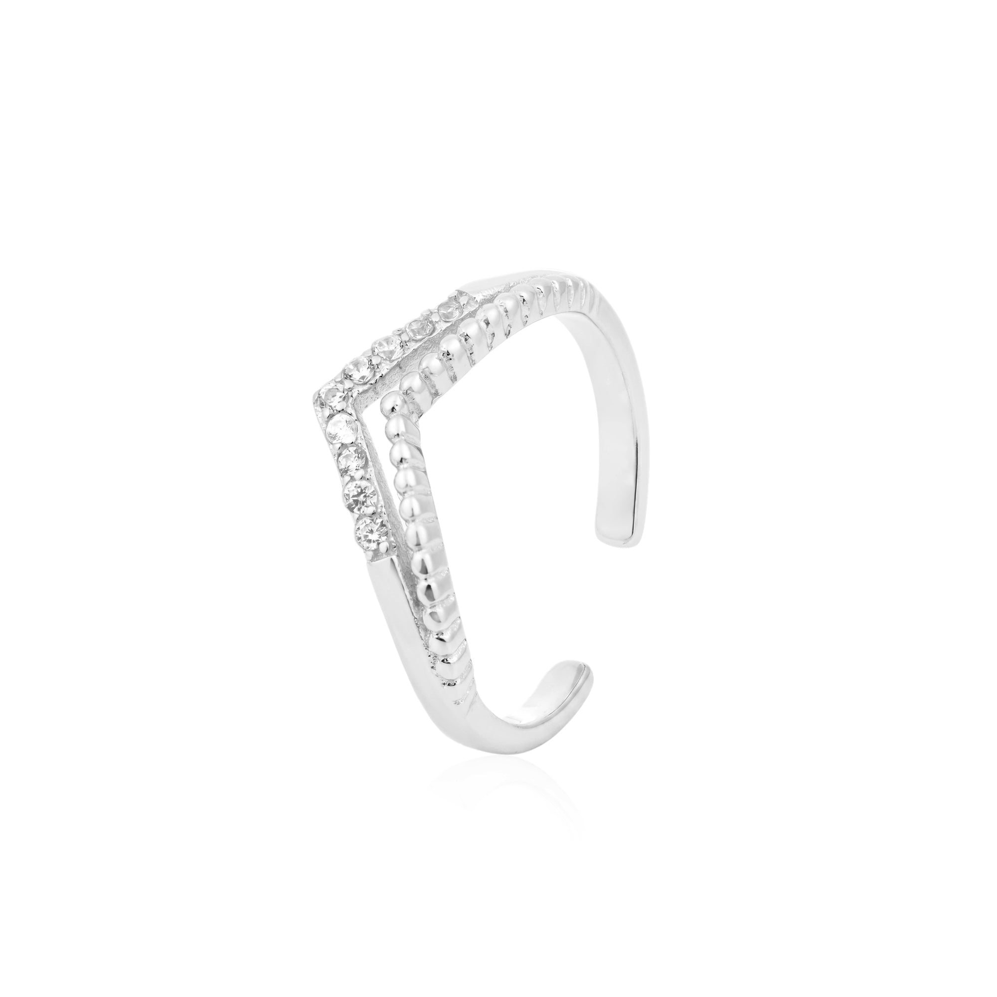 Beaded Wishbone Zircon Toe Ring