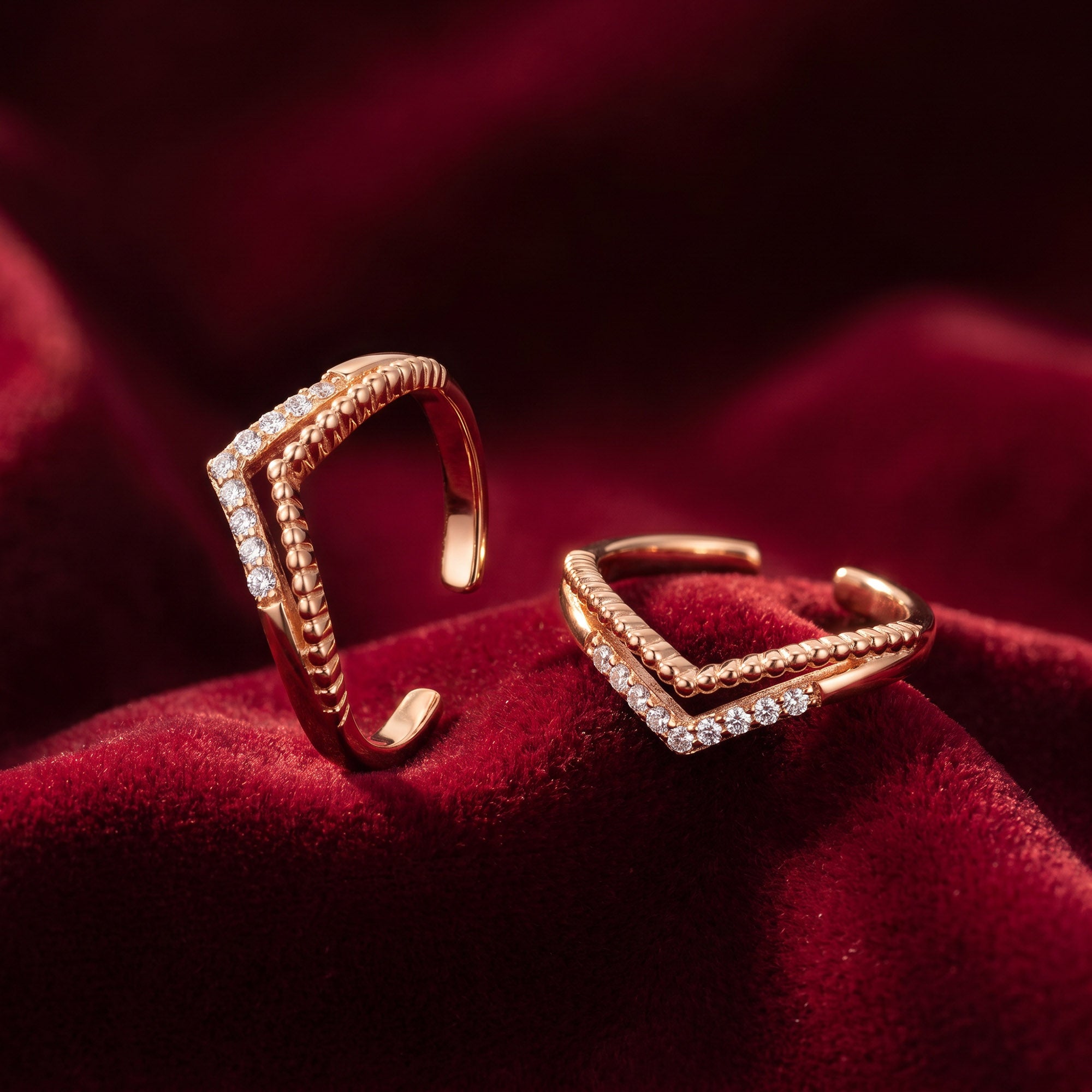 Beaded Wishbone Zircon Toe Ring