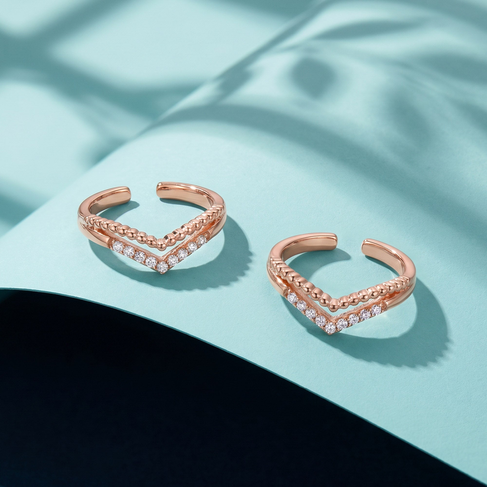 Beaded Wishbone Zircon Toe Ring